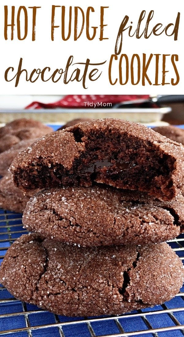 Hot Fudge Filled Chocolate Cookies recipe via cetcu.com