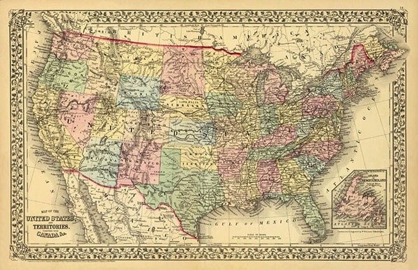 Antique Map of United States print at cetcu.com