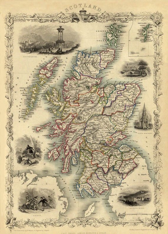 Vintage Map of Scotland Print - at cetcu.com