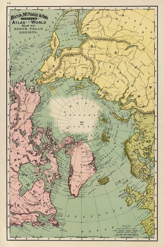 Vintage Map of North Pole Print - at cetcu.com