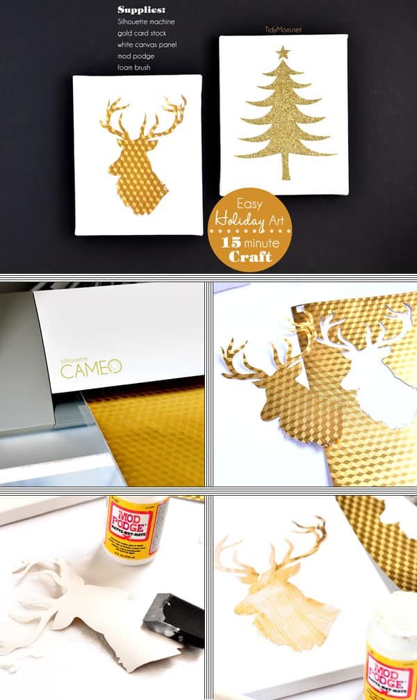 Easy DIY Gold and White Christmas Wall Art at cetcu.com