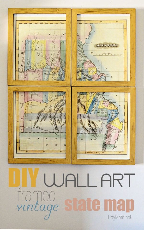 DIY Wall Art | Framed Vintage State Map at cetcu.com