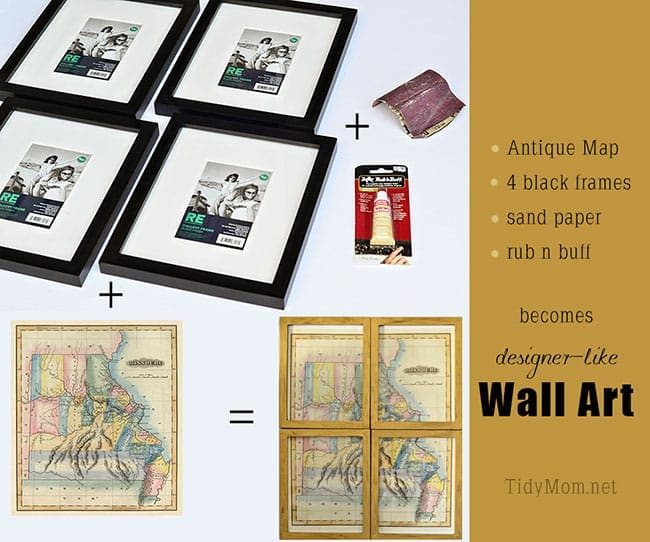 DIY Wall Art | Framed Vintage State Map at cetcu.com