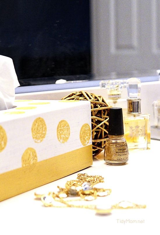 DIY Gold Tissue Box at cetcu.com