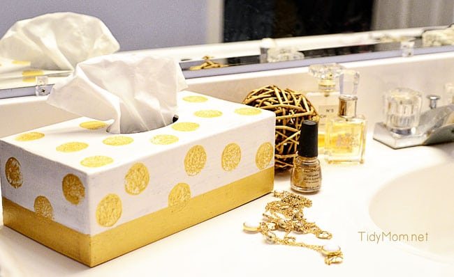 DIY Gold Tissue Box at cetcu.com
