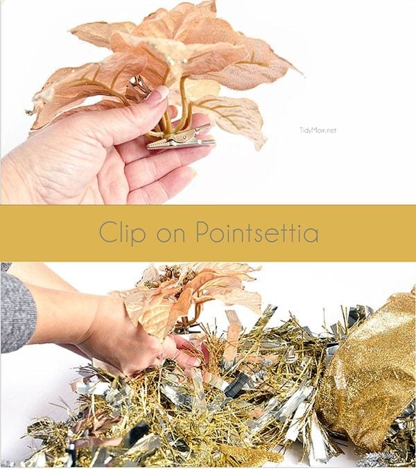 DIY Christmas Decor - Make this easy Tinsel Wreath in under 15 minutes and no glue required! Tutorial at cetcu.com
