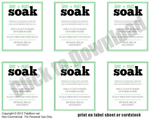 Lime & Mint Foot Soak Labels at cetcu.com