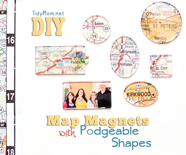 DIY Map Magnets with Podgeable Shapes by Mod Podge
