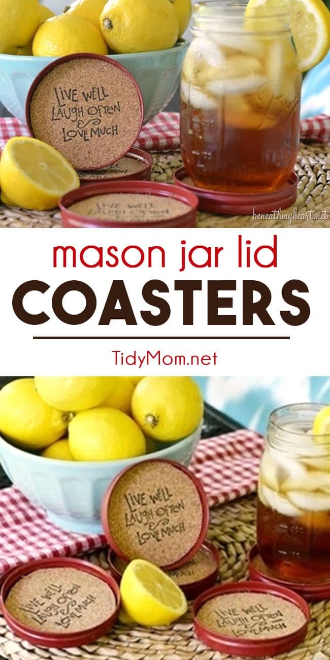 Mason Jar Lid Coasters collage