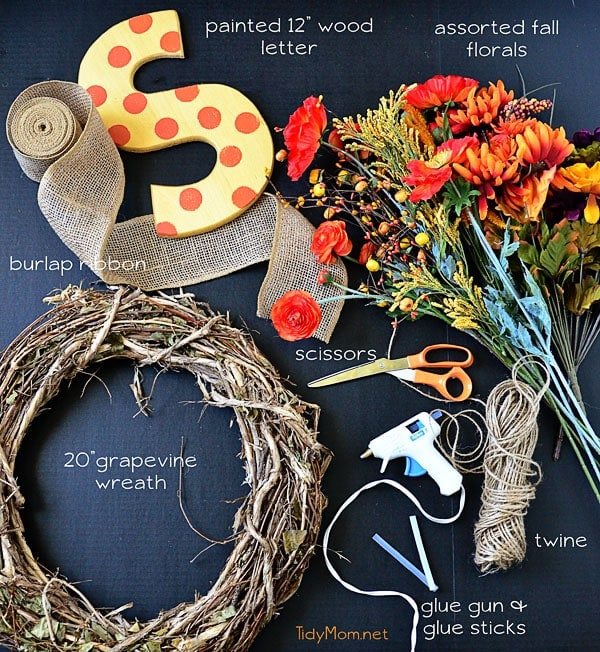 make your own Monogram Fall Wreath supplies at cetcu.com