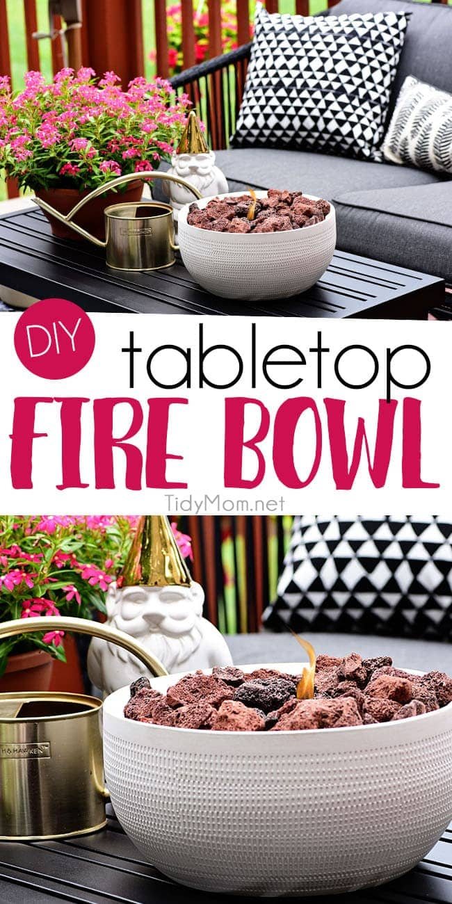 Not everyone has the space for a full size fire pit, but this DIY tabletop fire bowl is the perfect solution. With just a few supplies and a few minutes you can have the warmth and ambiance of a fire pit on your deck or patio. Get the full tutorial at cetcu.com