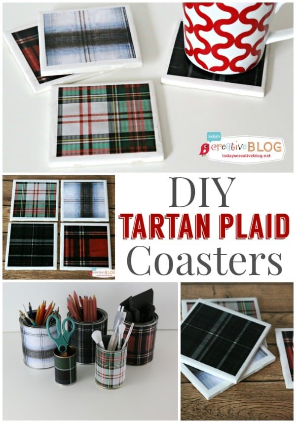 DIY Tartan Plaid Coasters