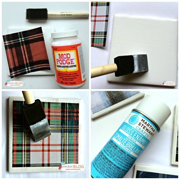 Easy DIY Tartan Plaid Coasters tutorial at cetcu.com