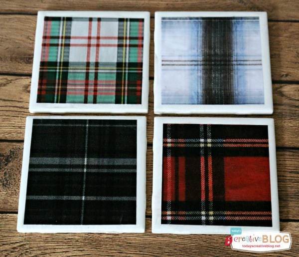 Easy DIY Tartan Plaid Coasters tutorial at cetcu.com