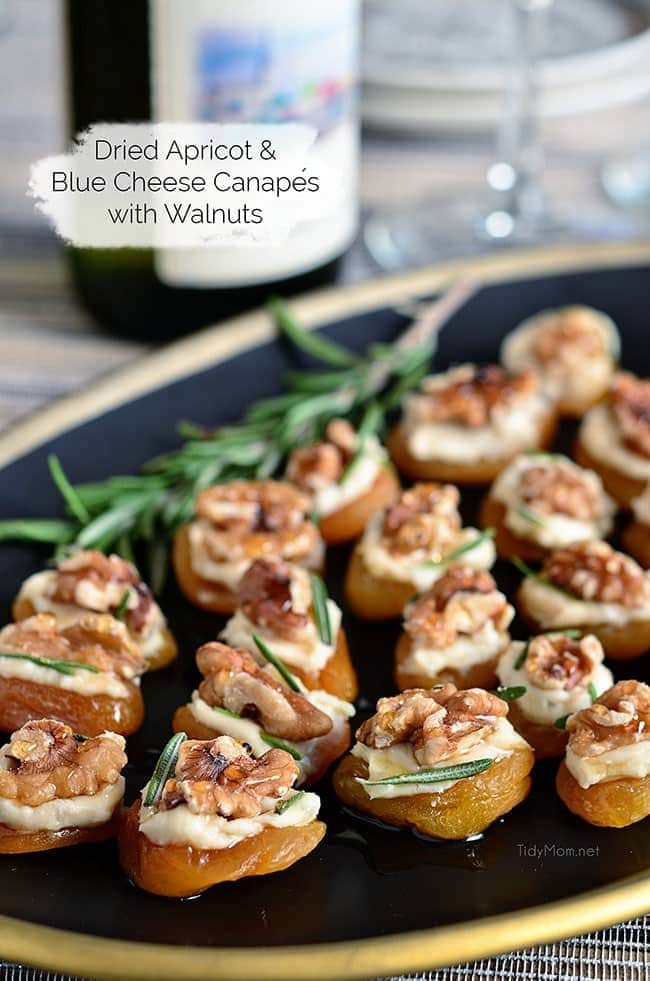 Dried Apricot and Blue Cheese Canapes with Walnuts