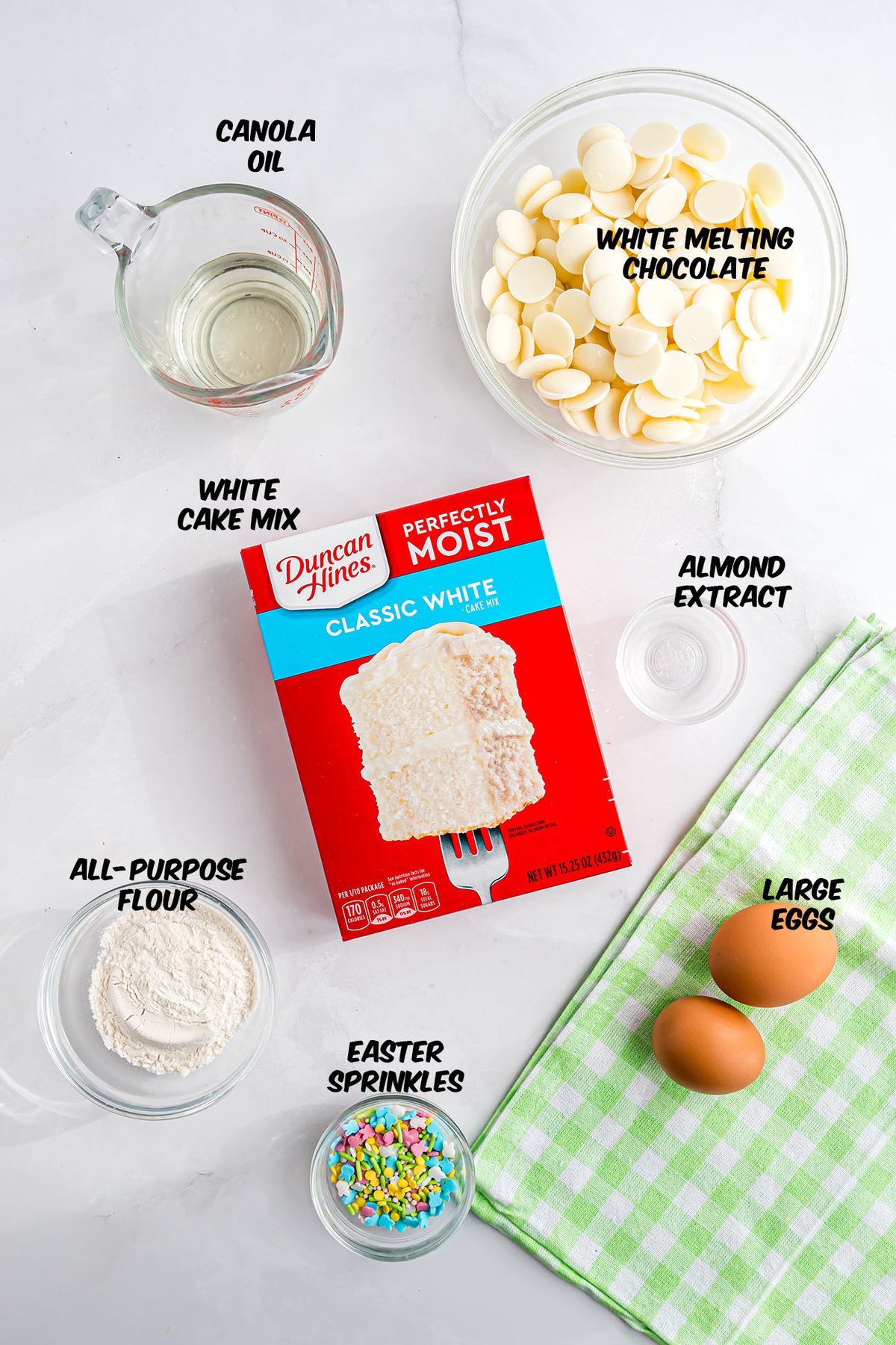 ingredients for easter cake mix cookies