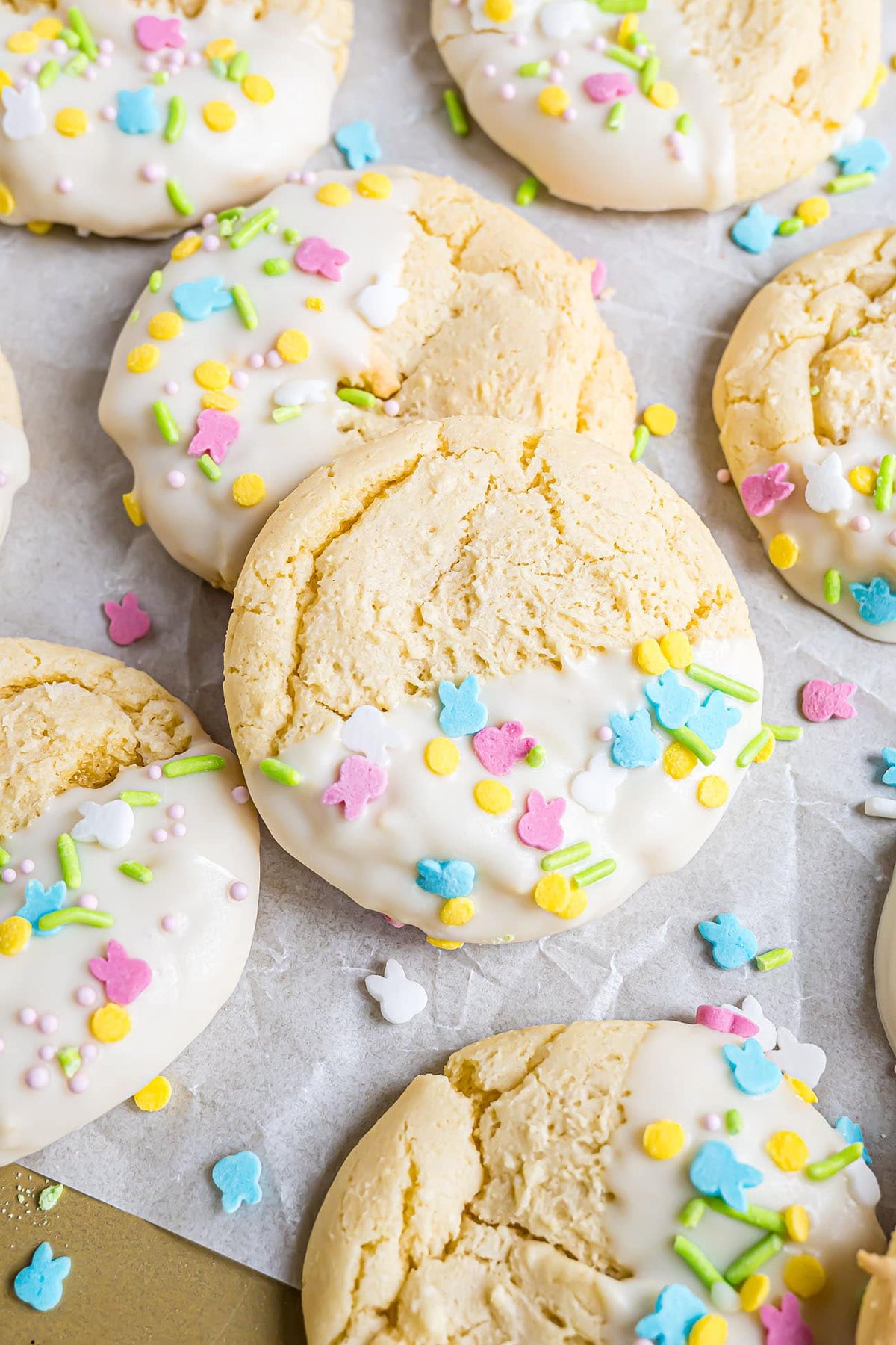 chocolate dipped easter cake mix cookies