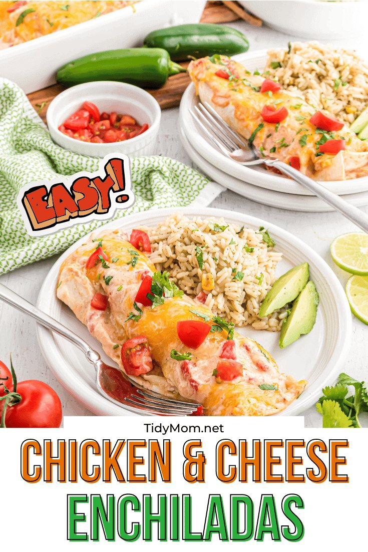 Easy chicken and cheese enchiladas on a table