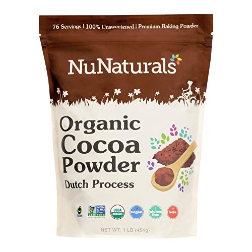 NuNaturals Premium Organic Cocoa Dutch Process Powder for Baking | Non-GMO | Fair Trade | 1 LB