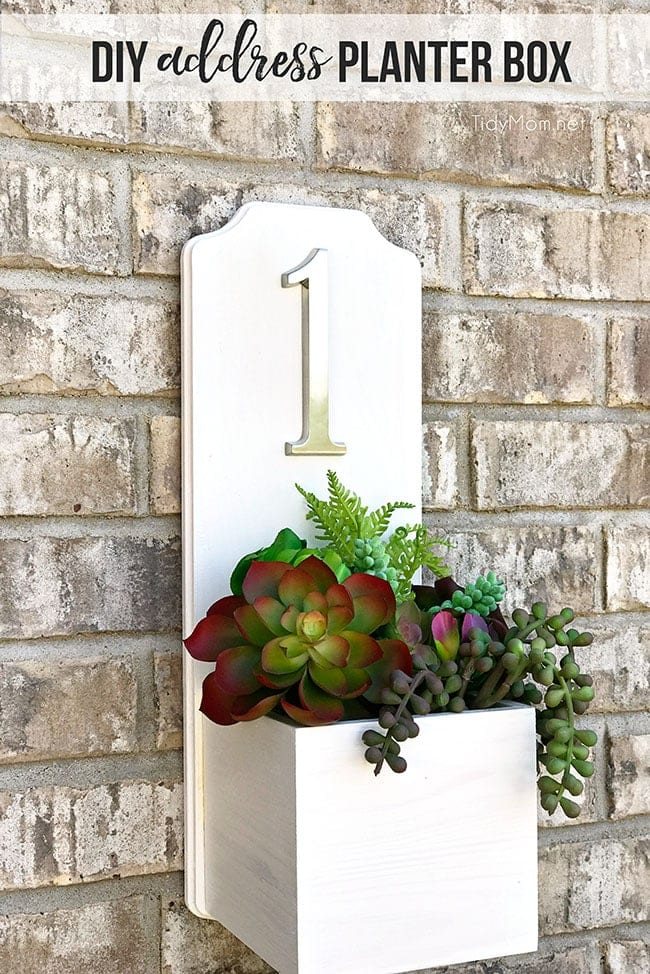 Address Planter Box DIY Tutorial with Faux Succulents