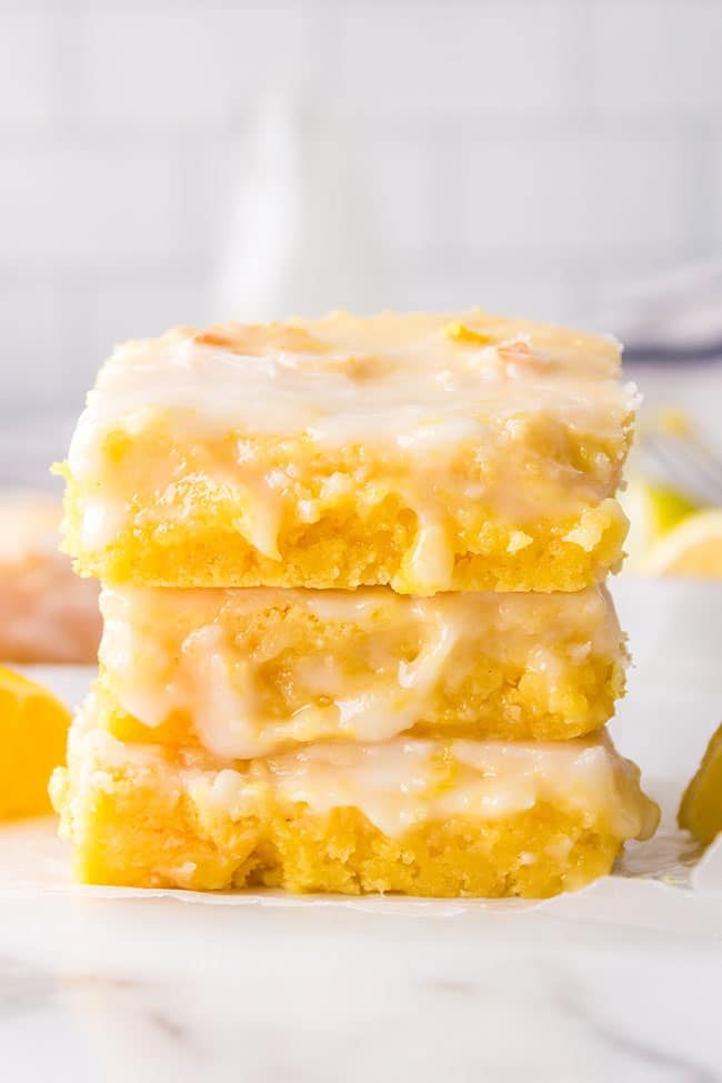 Easy Lemon Brownies With Lemon Glaze