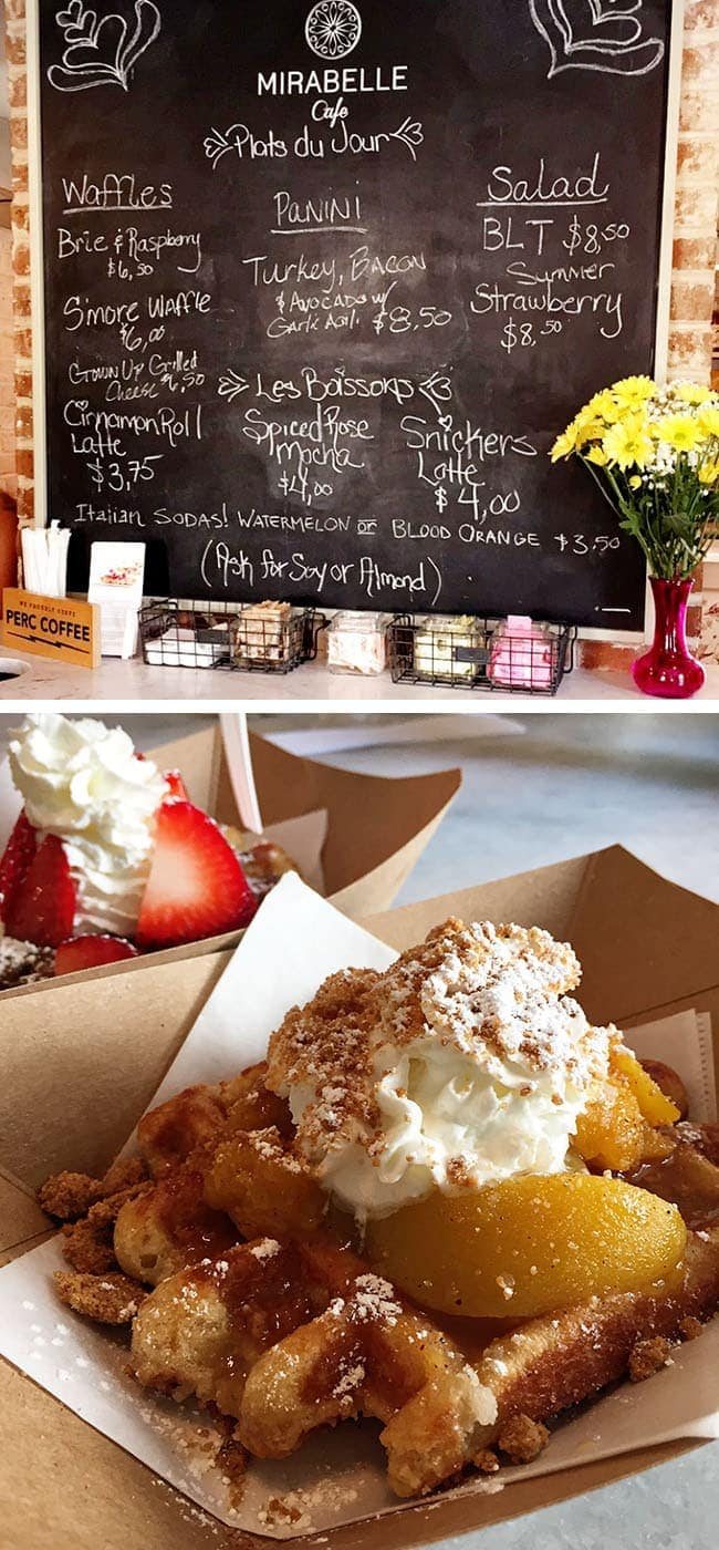 Mirabelle Cafe in Savannah, Georgia. Dessert Waffles and more! More Savannah travel, eats and sightseeing at cetcu.com