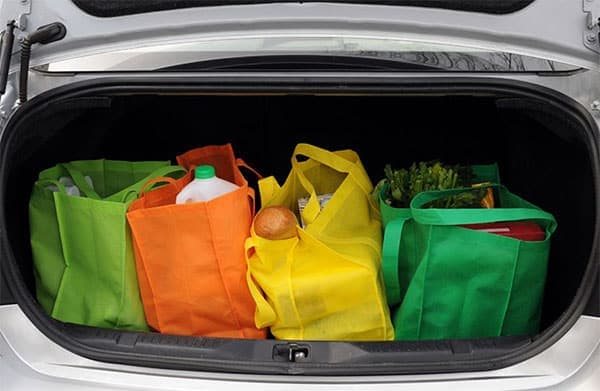 Tips on how to be more green at cetcu.com - stop using disposable bags, buy eco-friendly bags.