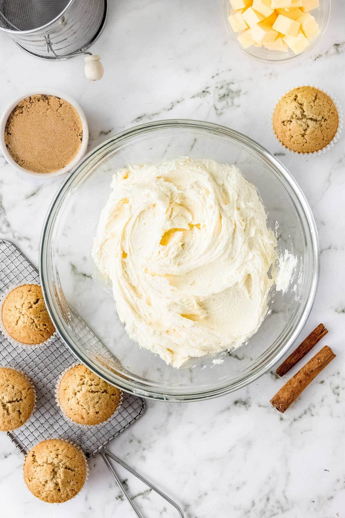 bowl of homemade buttercream