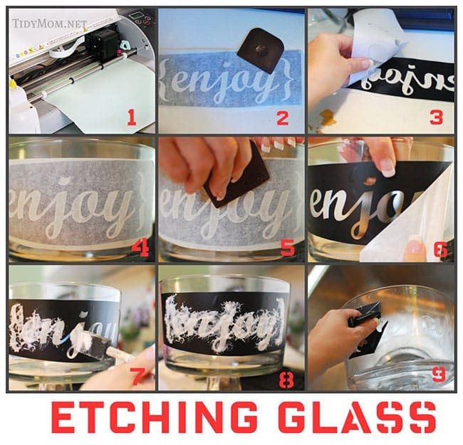 DIY Etched Glass. Great idea for gifts