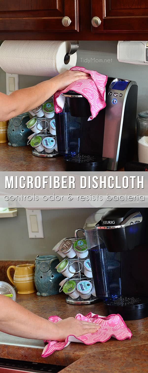 Scotch-Brite Microfiber Dishcloth controls oder and resists bacteria - washable and reusable
