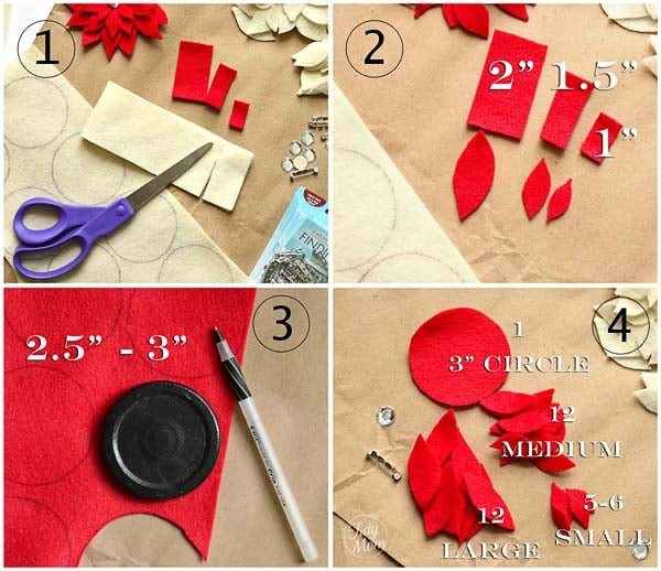 Cutting Felt for poinsettia pin