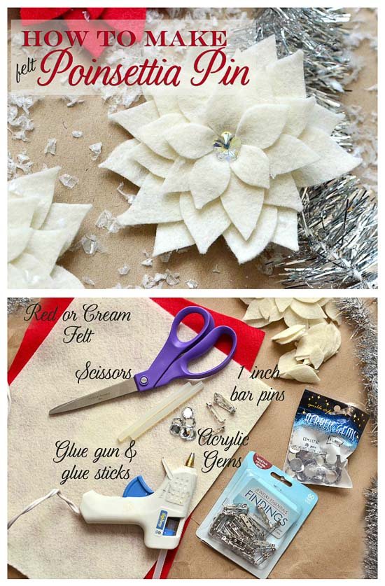 how to make felt poinsettia pin