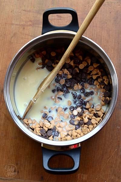 Melting chocolate and milk