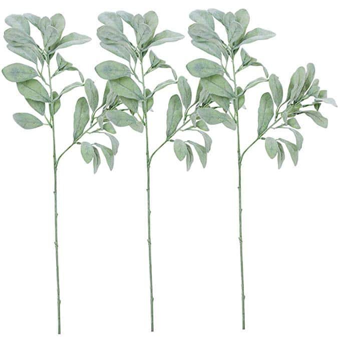 Lamb's Ear Leaf Artificial Greenery Flocked