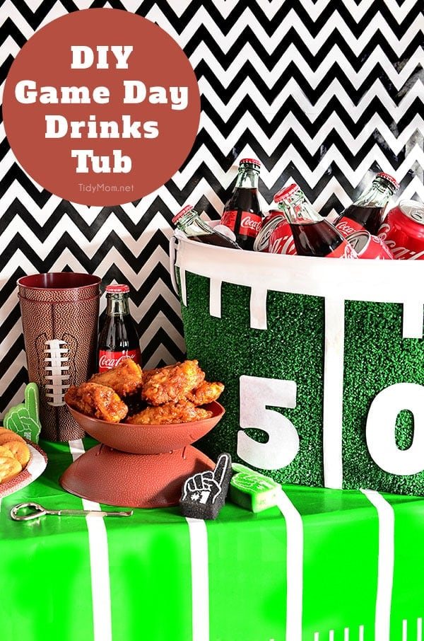 DIY Football Drink Tub - great for home bowl parties! details and game day recipes at cetcu.com