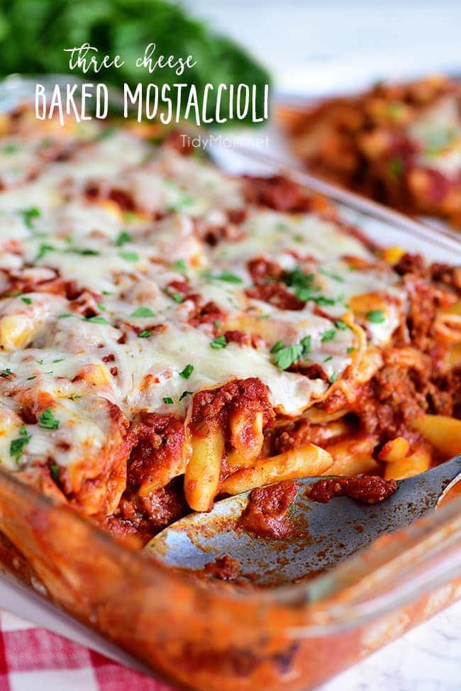 Three Cheese Baked Mostaccioli {VIDEO}