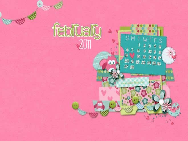 FREE February 2011 Computer Desktop Wallpaper Calendar