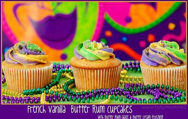 French Vanilla Buttered Rum #MardiGras Cupcake recipe at cetcu.com
