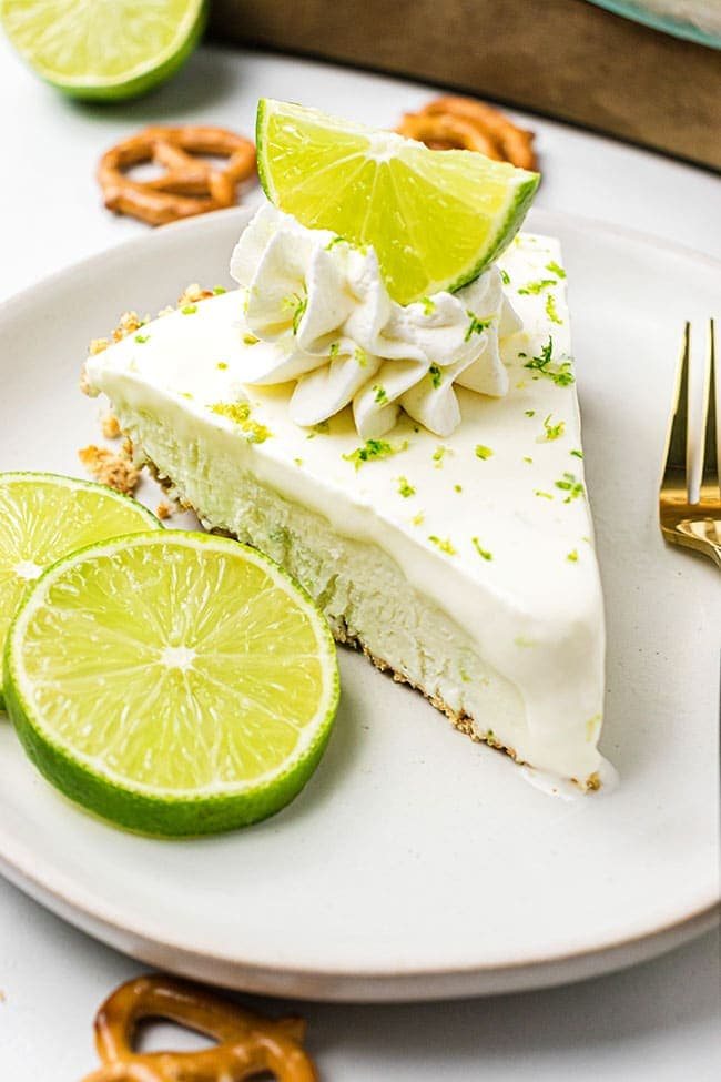 Margarita frozen pie with pretzel crust