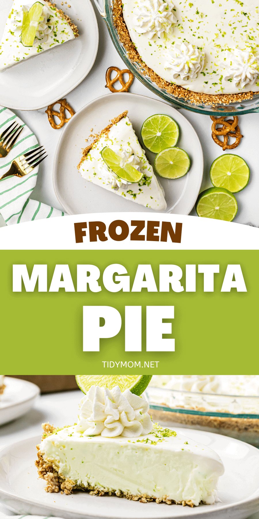 Frozen Margarita Pie sliced and plated