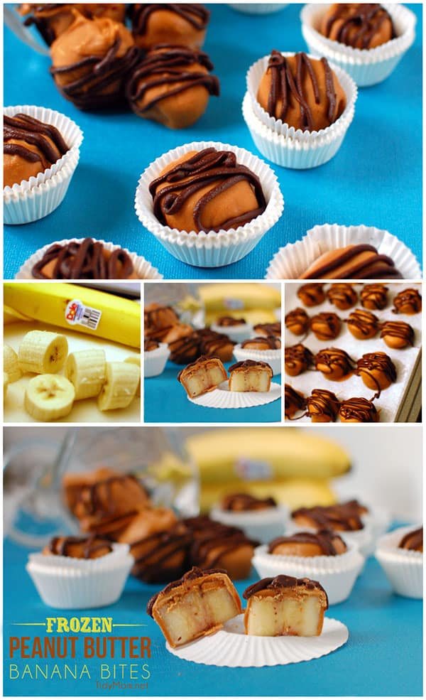 Frozen Peanut Butter Banana Bites at cetcu.com | Biting into one of these trifecta flavored nuggets reveals a surprisingly delicious ‘ice-cream-like’ treat!