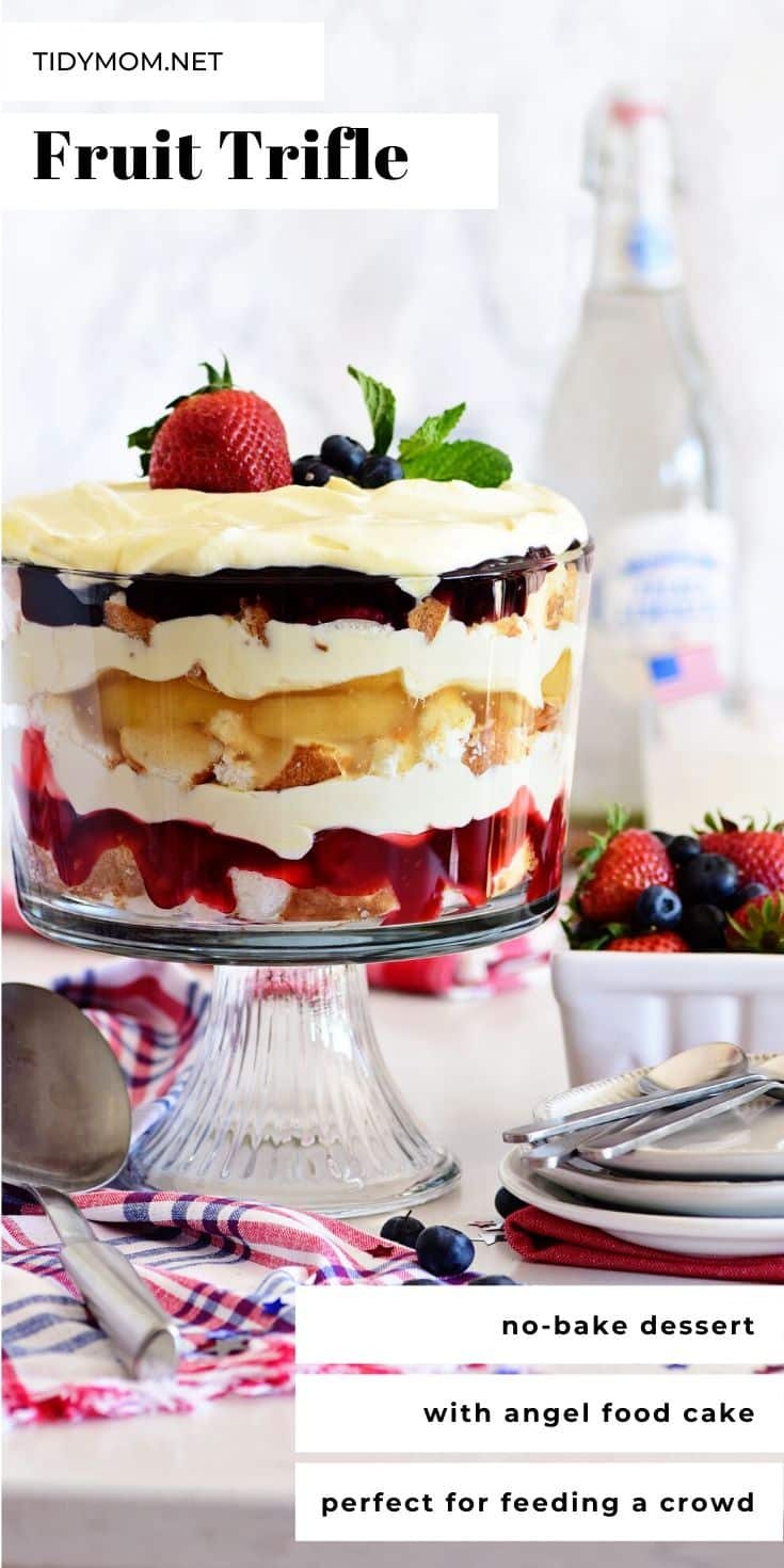 Red white and blue fruit trifle layered dessert