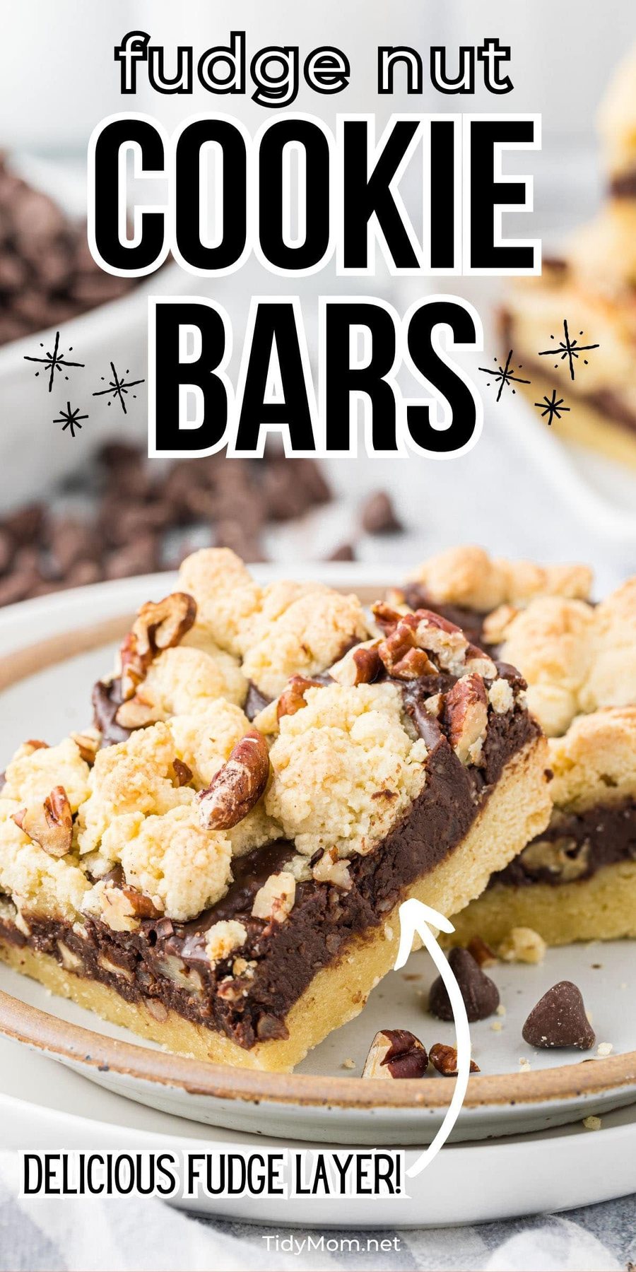 fudge nut cookie bars on a plate