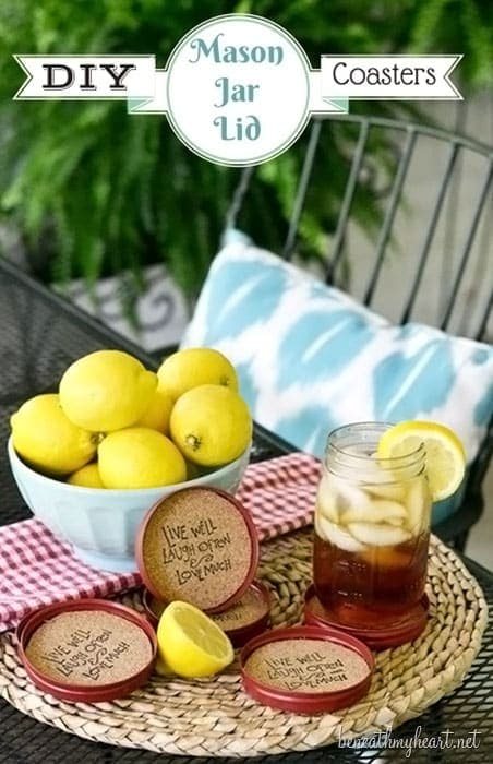 DIY Mason Jar Lid Coasters! Find the tutorial at cetcu.com
