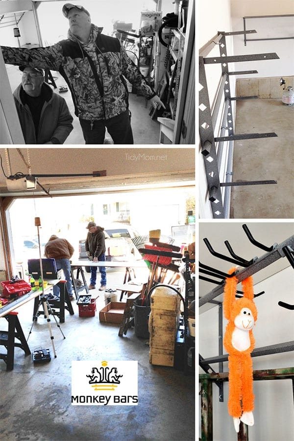 An organized garage using the Monkey Bars Garage Storage Systems at cetcu.com