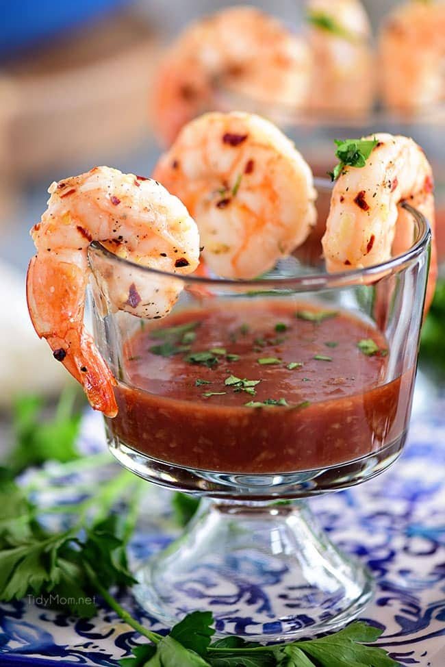 Garlic Roasted Shrimp in cocktail cup
