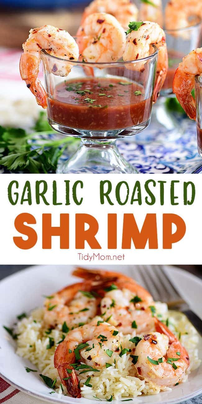 Garlic Roasted Shrimp cocktail photo collage