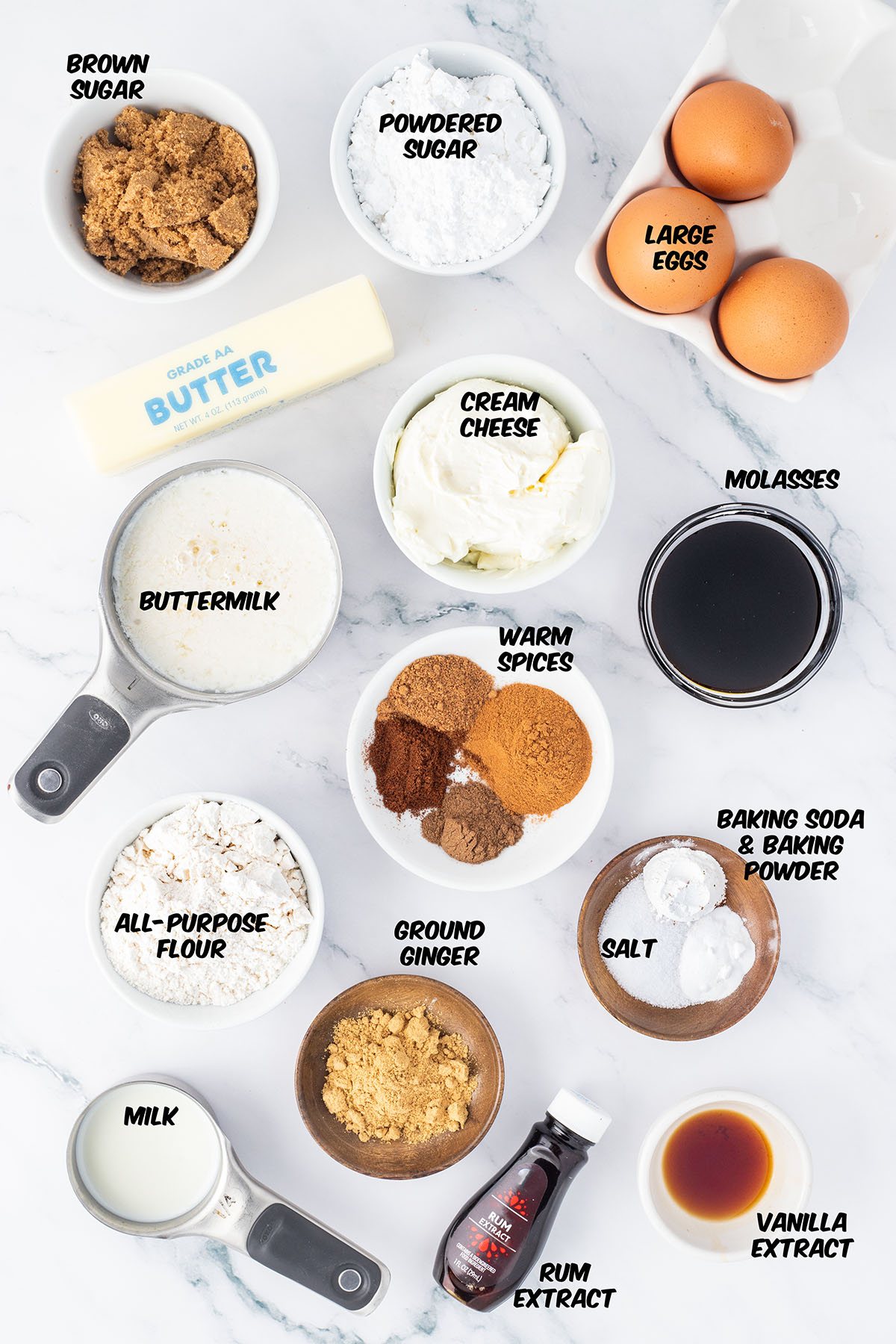 ingredients for homemade gingerbread bundt cake