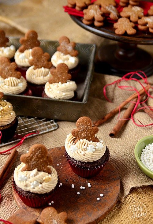 gingerbread cupcakes on display