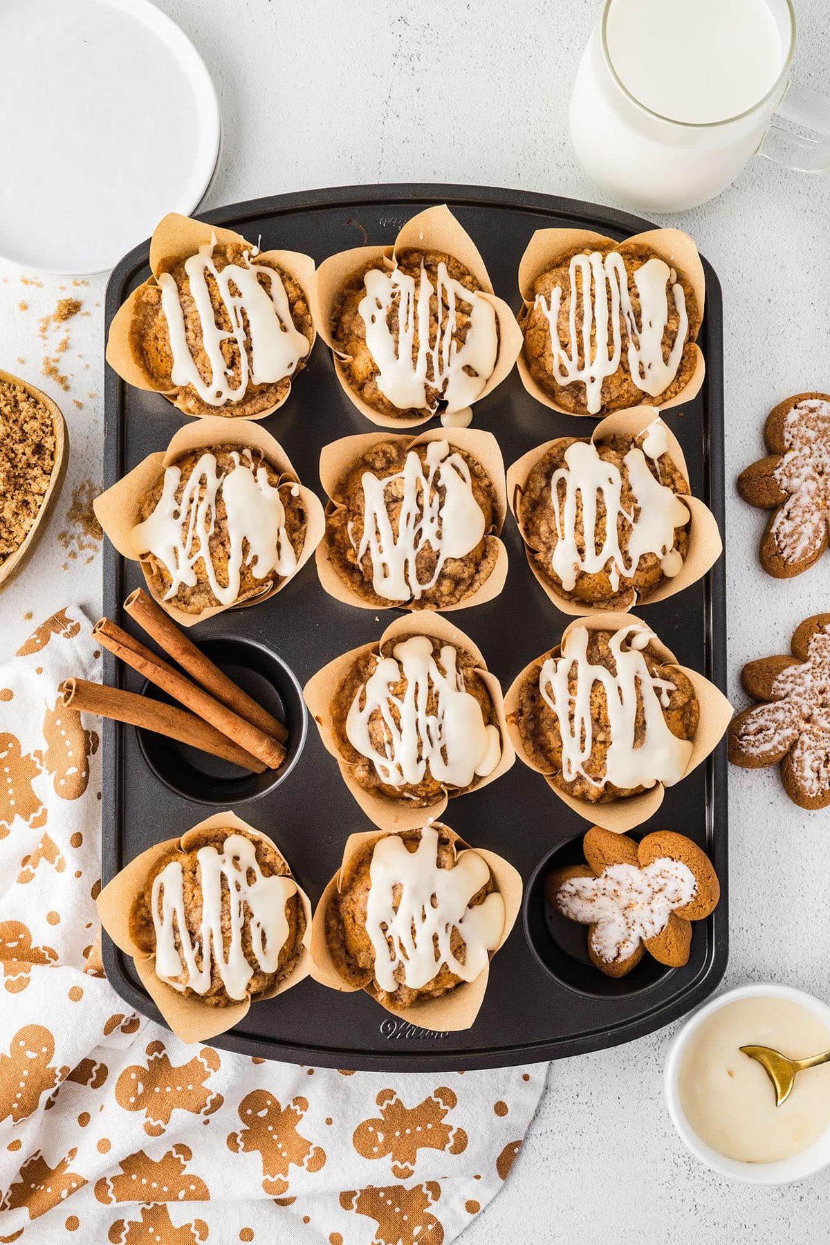 Gingerbread Muffins with Maple Cream Cheese Icing